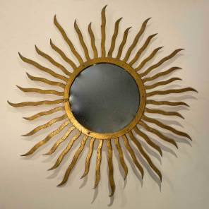 A French Gilded Iron Starburst Mirror
